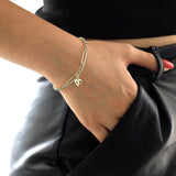 14k Gold | Rolo Link & Paperclip Bracelet with Charm