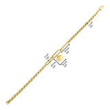 14k Gold | Rolo Link & Paperclip Bracelet with Charm