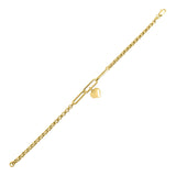 14k Gold | Rolo Link & Paperclip Bracelet with Charm