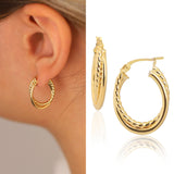 14k Gold | Double Row Hoop Earrings