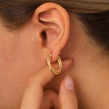 14k Gold | Double Row Hoop Earrings