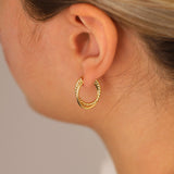 14k Gold | Double Row Earrings