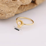 14k Gold | Pearl in Seashell Ring