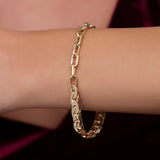 14k Gold | Paperclip & Virola Chain Bracelet