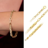 14k Gold | Paperclip & Virola Chain Bracelet