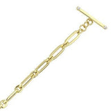 14k Gold | Paperclip Bracelet with Toggle Clasp and Butterfly Charm