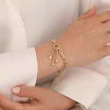 14k Gold | Double Curb & Circle Link Bracelet with Hanging Charms