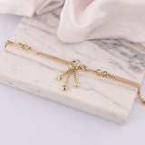 14k Gold | Double Curb & Circle Link Bracelet with Hanging Charms