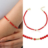 14k Gold | Red Coral Eternity Beaded Bracelet