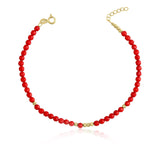 14k Gold | Red Coral Eternity Beaded Bracelet