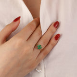 14k Gold | Emerald Hexagon Flower Ring