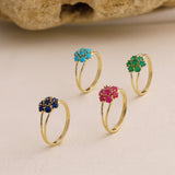 14k Gold | Emerald Hexagon Flower Ring