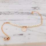 14k Gold | Pearl Beaded Bracelet with Gold Disc