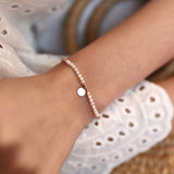 14k Gold | Pearl Beaded Bracelet with Gold Disc