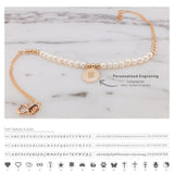 14k Gold | Pearl Beaded Bracelet with Gold Disc