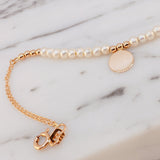 14k Gold | Pearl Beaded Bracelet with Gold Disc