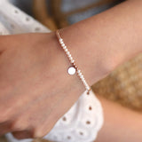 14k Gold | Pearl Beaded Bracelet with Gold Disc