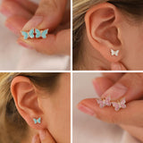 14k Gold | Dainty Butterfly Shaped Stud Earrings