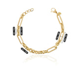 14k Gold | 8mm Hammered Paperclip & Rolo & Oval Link Bracelet