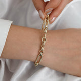 14k Gold | 8mm Hammered Paperclip & Rolo & Oval Link Bracelet