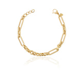 14k Gold | 8mm Hammered Paperclip & Rolo & Oval Link Bracelet