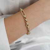 14k Gold | 8mm Hammered Paperclip & Rolo & Oval Link Bracelet