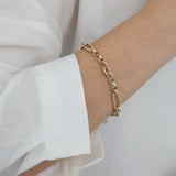 14k Gold | 8mm Hammered Paperclip & Rolo & Oval Link Bracelet