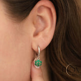 14k Gold | Emerald Hexagon Flower Dangle Earrings