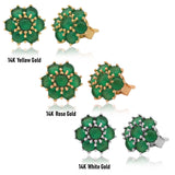 14k Gold | Emerald Hexagon Flower Dangle Earrings