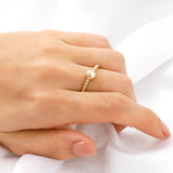 14k Gold | Beaded Bubble Initial Ring