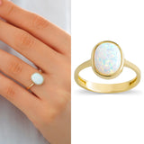 14k Gold | Oval Minimalist Opal Ring