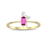 14k Gold | Minimalist Baguette Cut Magenta Zircon Ring