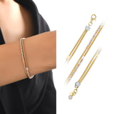 14k Gold | Double Strand Beaded Foxtail Bracelet