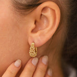 14k Gold | Flower Carved Hoops