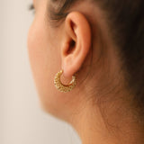 14k Gold | Flower Carved Hoops