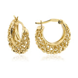 14k Gold | Flower Carved Hoops