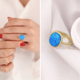 14k Gold | Oval Large Opal Ring