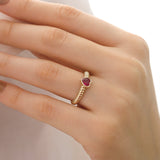 14k Gold | Magenta Zircon Gemstone Heart Ring