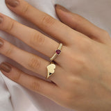 14k Gold | Magenta Zircon Gemstone Heart Ring