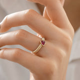 14k Gold | Magenta Zircon Gemstone Heart Ring