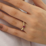 14k Gold | Magenta Zircon Gemstone Heart Ring