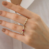 14k Gold | Magenta Zircon Gemstone Heart Ring