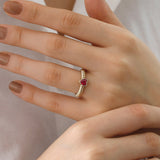 14k Gold | Magenta Zircon Gemstone Heart Ring