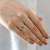 14k Gold | Minimalist Baguette Cut Green Zircon Ring