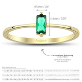 14k Gold | Minimalist Baguette Cut Green Zircon Ring