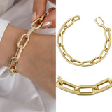 14k Gold | 11mm Hammered Paperclip Bracelet with Buckle Clasp