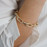 14k Gold | 11mm Hammered Paperclip Bracelet with Buckle Clasp