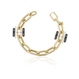 14k Gold | 11mm Hammered Paperclip Bracelet with Buckle Clasp