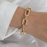 14k Gold | 11mm Hammered Paperclip Bracelet with Buckle Clasp