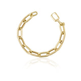 14k Gold | 11mm Hammered Paperclip Bracelet with Buckle Clasp